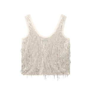 Mint Velvet Silver Sequin Vest Top